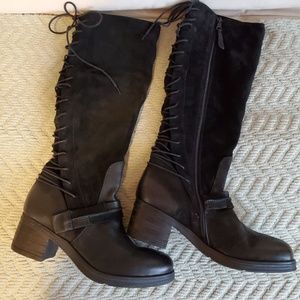 Miz mooz Shankara black leather suede tall boots